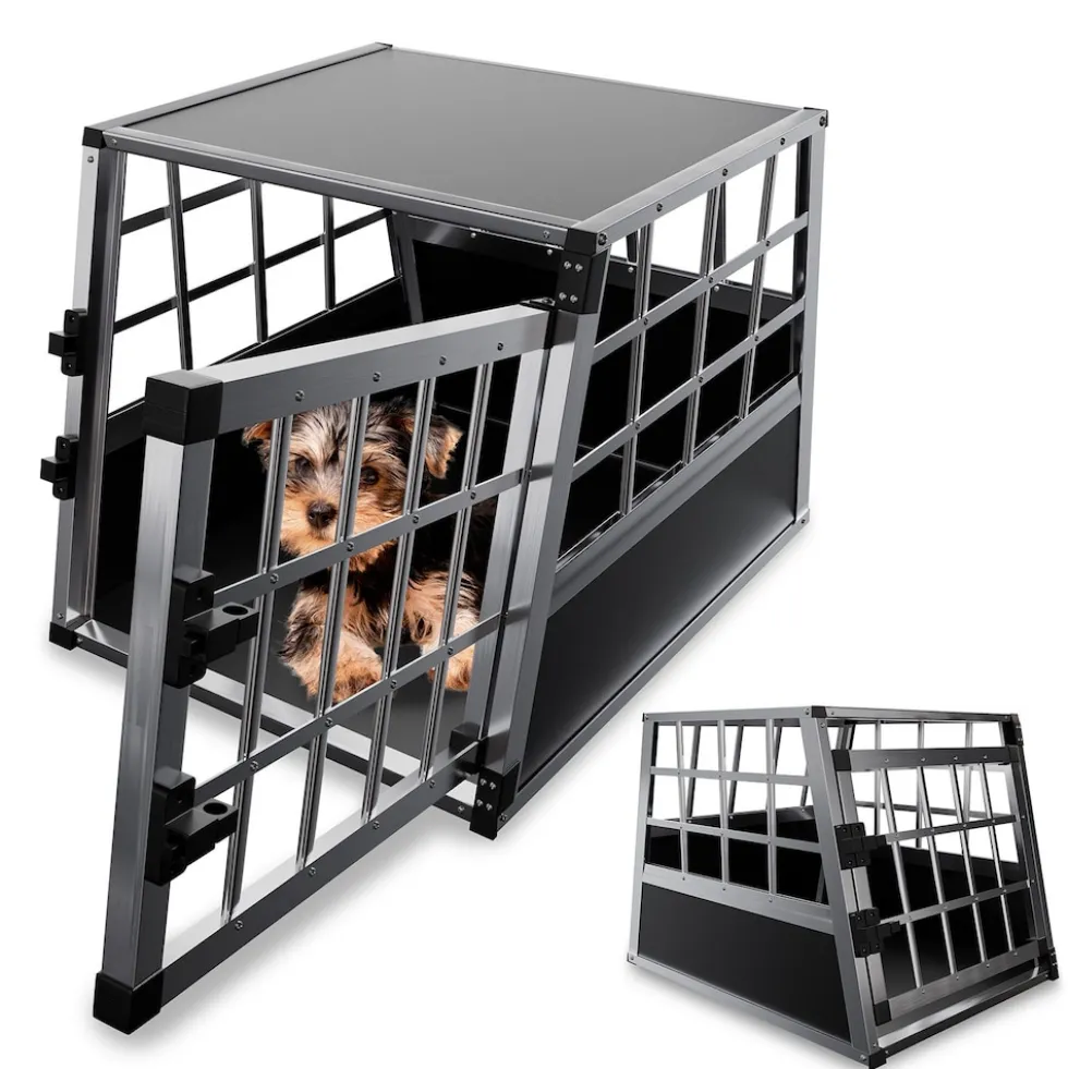 Juskys Alu Hundetransportbox M - 69×54×50 cm verschließbar & pflegeleicht - Hundebox für Hunde