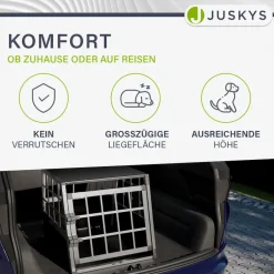 Juskys Alu Hundetransportbox M - 69×54×50 cm verschließbar & pflegeleicht - Hundebox für Hunde