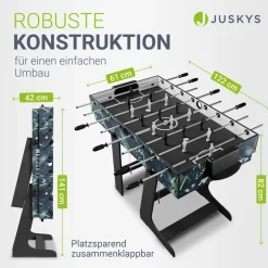 Juskys 5 in1 Spieltisch Ballzauber - klappbar mit Tischtennis, Kicker, Billard, Hockey & Basketball