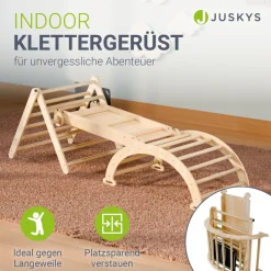 Juskys Kletterdreieck Movario Klein - Indoor Klettergerüst, Kletterdreieck und Kletterbogen, Rutsche