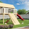 Karibu Stelzenhaus Fidel mit Rutsche rote und Holzrampe