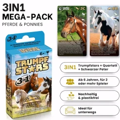 Kartenspiel Trumpfstars Pferde und Ponys 3 in 1 Quartettspiel ab 6 Jahren für 2+ Spieler
