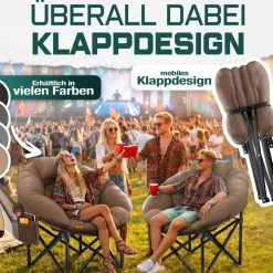 KESSER® Campingstuhl Chillexer faltbar 150 Kg Klappstuhl ultraleicht und breit, dickes Polster mit bequemen Kissen und Seitentasche, Cover, Outdoor + Indoor - rund, Camping, Angeln, Festival, Strand