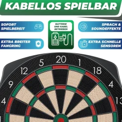 KESSER® Elektronische Dartscheibe Profi Set - E Dartboard mit 15 Dartpfeile + 35 Pro Flights 100 Pfeilspitzen + Zubehör Dart für 1 bis 8 Spieler Innovativer elektronisch Dartautomat mit 65 Varianten