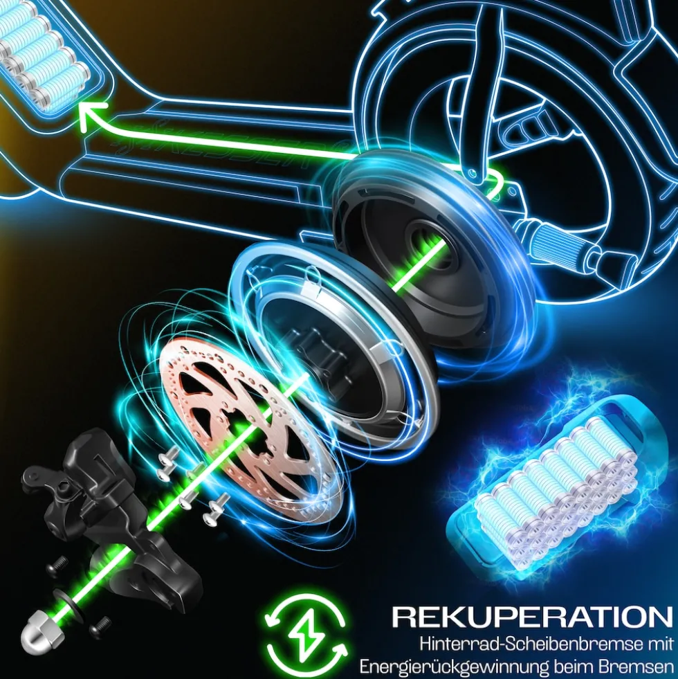 KESSER® E-Scooter mit Straßenzulassung 40km Reichweite Faltbarer Elektro 36V / 10 Ah Batterie Roller Belastung bis 120kg 450W Motor 10" Reifen LCD-Display und universelle Smartphonehalterung