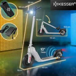 KESSER® E-Scooter mit Straßenzulassung 40km Reichweite Faltbarer Elektro 36V / 10 Ah Batterie Roller Belastung bis 120kg 450W Motor 10