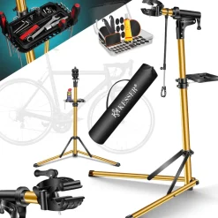 KESSER® Fahrradmontageständer Premium Profi 50kg - 360° drehbar für E-Bike, Mountainbike & Fahrrad, höhenverstellbarer Reparaturständer, mit Werkzeugablage, Tragetasche & Lenkerfixierung
