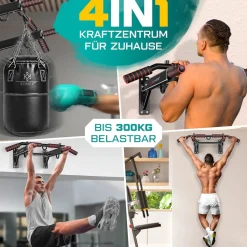 KESSER® 4in1 Klimmzugstange zur Wandmontage rutschfesten Griffen zusätzliche Funktion für Seile Ringe und Boxsäcke mit verschiedenen Griffpositionen | sicher & stabil | Pull Up Bar für zuhause