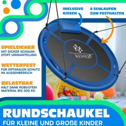 KESSER® Nestschaukel Tellerschaukel Hängeschaukel Rundschaukel Schaukel verstellbar Garten-Schaukel Kinderschaukel Indoor - Outdoor-Schaukel für Kinder & Erwachsene