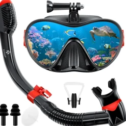 KESSER® Schnorchelset Profi Taucherbrille Schnorchelmaske Tauchset Erwachsene Tauchmaske - Inkl. Action-Cam Halterung - Antibeschlag und Anti-Leck für Freitauchen und Schnorcheln Set Taucherbrille