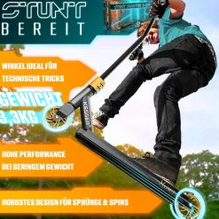 KESSER® Stunt Scooter X-Limit-Pro 360° Lenkung Funscooter Stuntscooter mit Ständer ABEC 9 Kugellagern, 110 mm PU Räder , Kickscooter Tretroller Cityroller Trick Roller für Kinder Erwachsene