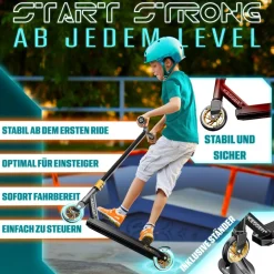 KESSER® Stunt Scooter X-Limit-Pro 360° Lenkung Funscooter Stuntscooter mit Ständer ABEC 9 Kugellagern, 110 mm PU Räder , Kickscooter Tretroller Cityroller Trick Roller für Kinder Erwachsene