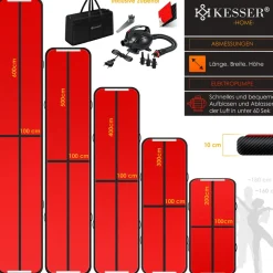 KESSER® Turnmatte Aufblasbar Airtrack 2m/3m/4m/5m/6m Fitness-Matte Gymnastikmatte | inkl. Tragetasche & elektr. Luftpumpe | Yogamatte, Tumbling Matten, Trainingsmatte, Turn- & Fitness