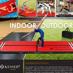 KESSER® Turnmatte Aufblasbar Airtrack 2m/3m/4m/5m/6m Fitness-Matte Gymnastikmatte | inkl. Tragetasche & elektr. Luftpumpe | Yogamatte, Tumbling Matten, Trainingsmatte, Turn- & Fitness