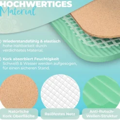 KESSER® Yogamatte Kork Inkl. Tragegurt Tasche & Yoga-Block Gymnastikmatte Yoga Matte rutschfest aus Naturkautschuk TPE Fitnessmatte, 183 x 62 Trainingsmatte für Fitness Sportmatte, Gymnastik extradick