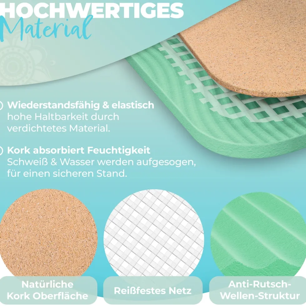 KESSER® Yogamatte Kork Inkl. Tragegurt Tasche & Yoga-Block Gymnastikmatte Yoga Matte rutschfest aus Naturkautschuk TPE Fitnessmatte, 183 x 62 Trainingsmatte für Fitness Sportmatte, Gymnastik extradick