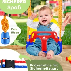 KIDIZ® Babyschaukel mit Gestell 3in1 Kinderschaukel mitwachsend für Babys ab 6 Monate & Kinder bis 10 Jahre für drinnen & draußen, bis 100kg belastbar, Schaukelgestell inkl. 4 Sandsäcke 5kg auffüllbar