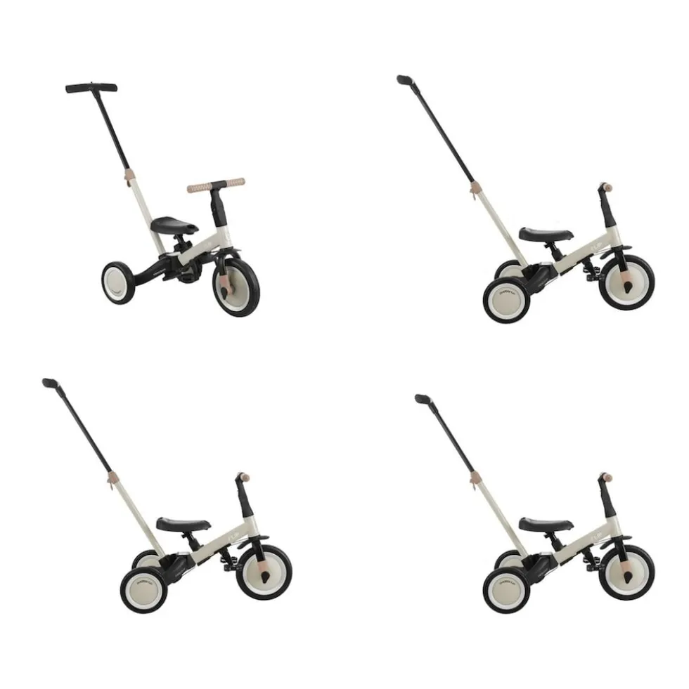 Kikkaboo Dreirad Flip 5 in 1 Stahlrahmen rutschfeste Griffe einstellbar umbaubar beige
