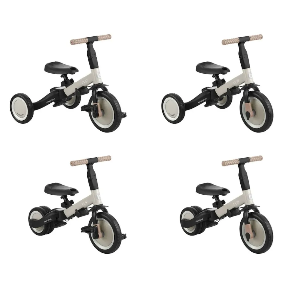 Kikkaboo Dreirad Flip 5 in 1 Stahlrahmen rutschfeste Griffe einstellbar umbaubar beige