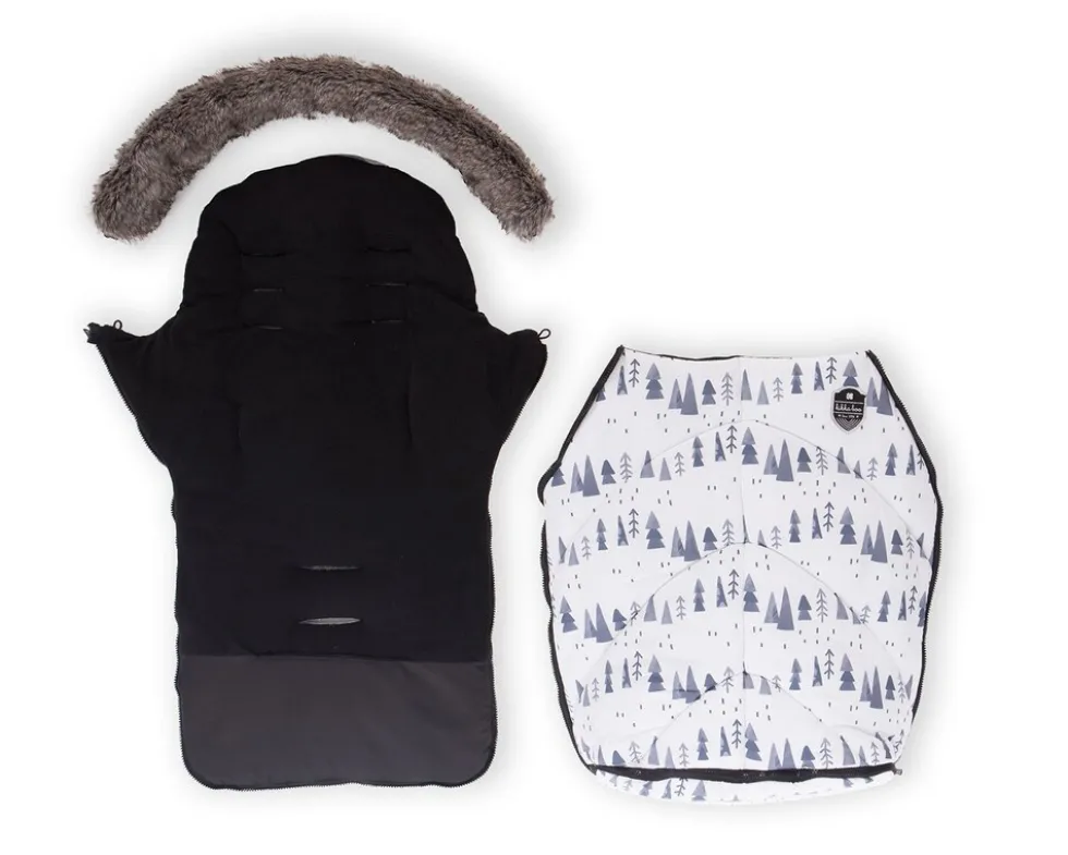 Kikkaboo Fußsack Shiny Nylon für Kinderwagen Motiv aufgedruckt Reißverschluss weiß