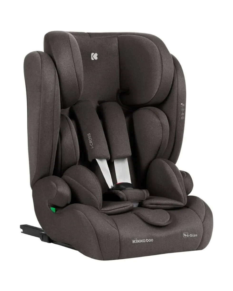 Kikkaboo Kindersitz i-Cross i-Size (76-150cm) Isofix Top Tether Kopfstütze Gurt braun