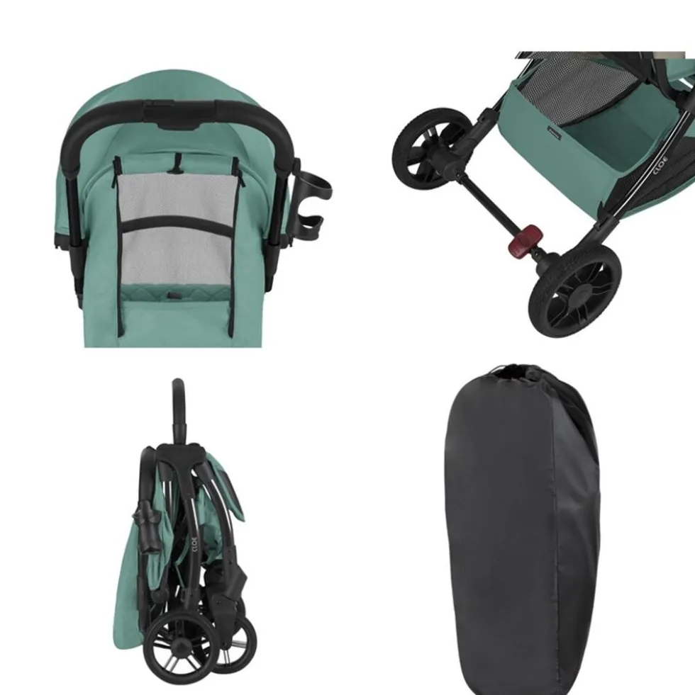 Kikkaboo Kinderwagen Buggy Cloe bis 22 kg Aluminiumrahmen faltbar Getränkehalter dunkelgrün