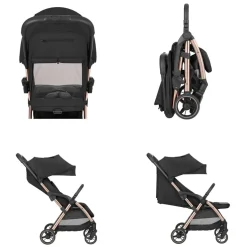Kikkaboo Kinderwagen, Buggy Eden bis 22 kg Federung Regenschutz zusammenklappbar black