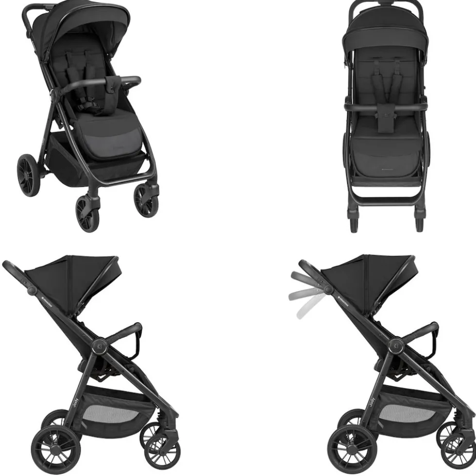 Kikka boo Kinderwagen, Buggy Jody PU-Räder Federung Hinterradbremse 5-Punkt-Gurt schwarz