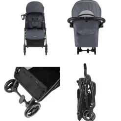 Kikkaboo Kinderwagen, Buggy Joy bis 22 kg, Rückenlehne verstellbar, faltbar dunkelgrau