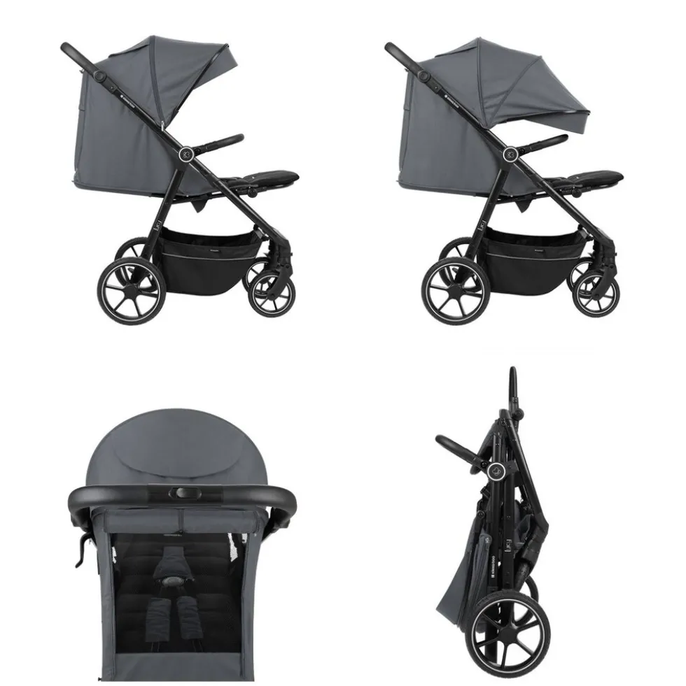 Kikkaboo Kinderwagen Lucy Gurt Rückenlehne verstellbar Federung Hinterradbremse grau