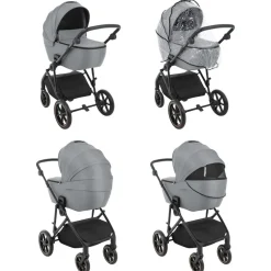Kikkaboo Kinderwagen Thea 2 in 1 EVA-Räder verstellbarer Schiebegriff Babywanne grau