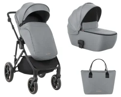 Kikkaboo Kinderwagen Thea 2 in 1 EVA-Räder verstellbarer Schiebegriff Babywanne grau