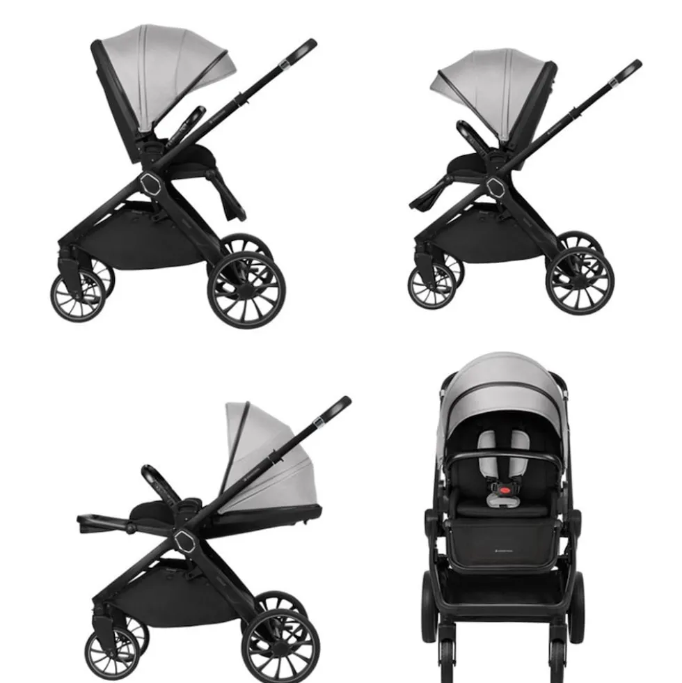 Kikkaboo Kinderwagen Tiffany 2 in 1 Babywanne, Sportsitz, Wickeltasche, PU-Räder grau