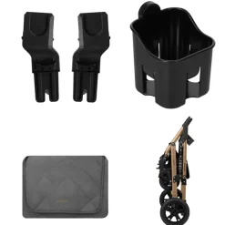 Kikkaboo Kombikinderwagen Amaia 3in1 i-Size Babyschale umbaubar Federung Tasche dunkelgrau