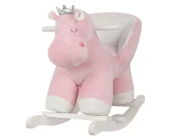 Kikkaboo Schaukeltier Hippo mit Sitz, Holzgriffe, Plüsch, Holzkufen, Rückenlehne rosa
