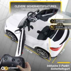 Kinder-Elektroauto Mercedes AMG GLC 63S Coupé, 4x4-Antrieb, Fernbedienung, 140 Watt, LED, EVA-Reifen (Weiß)