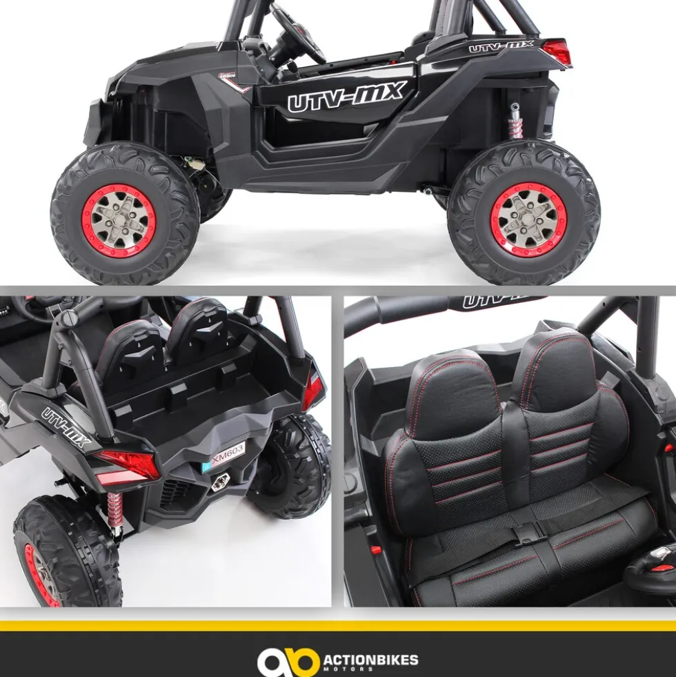 Kinder-Elektroauto UTV Buggy MX Allrad 4x4 (Schwarz Weiß)