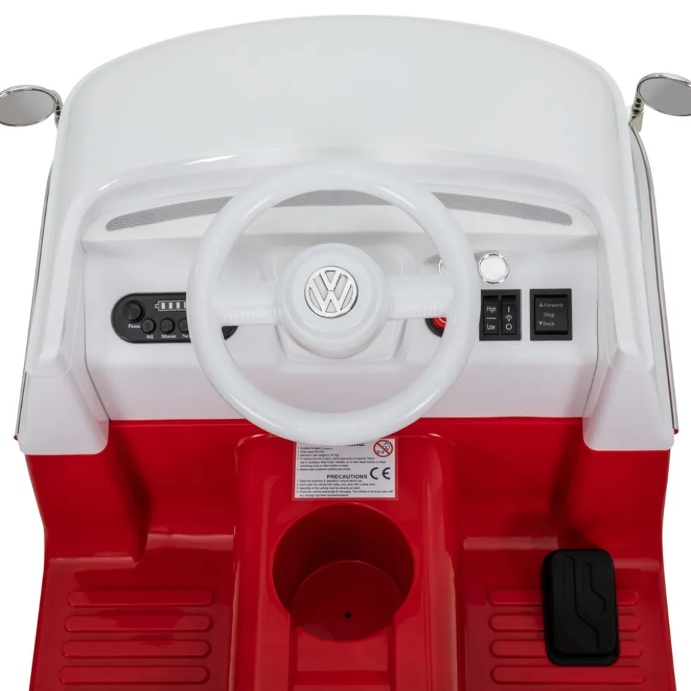 Kinder-Elektroauto VW T1 Camper Bus, Bremsautomatik, 3-5 km/h, Soft-Start, LED, Fernbedienung