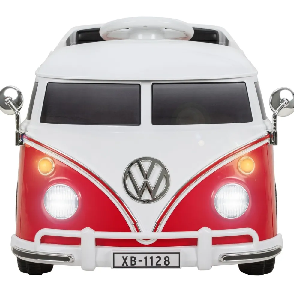 Kinder-Elektroauto VW T1 Camper Bus, Bremsautomatik, 3-5 km/h, Soft-Start, LED, Fernbedienung