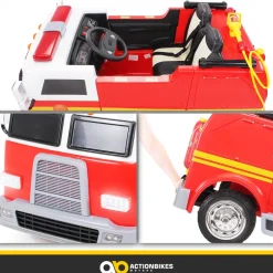 Kinder-Elektro-Feuerwehrauto LL911, 2-Sitzer, Sirene, Spritze, EVA-Reifen, 90 Watt, Fernbedienung