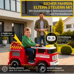 Kinder-Elektro-Feuerwehrauto LF112, Wasserspritze, Sirene, Sprechanlage, Einsatzlicht, 50W, MP3