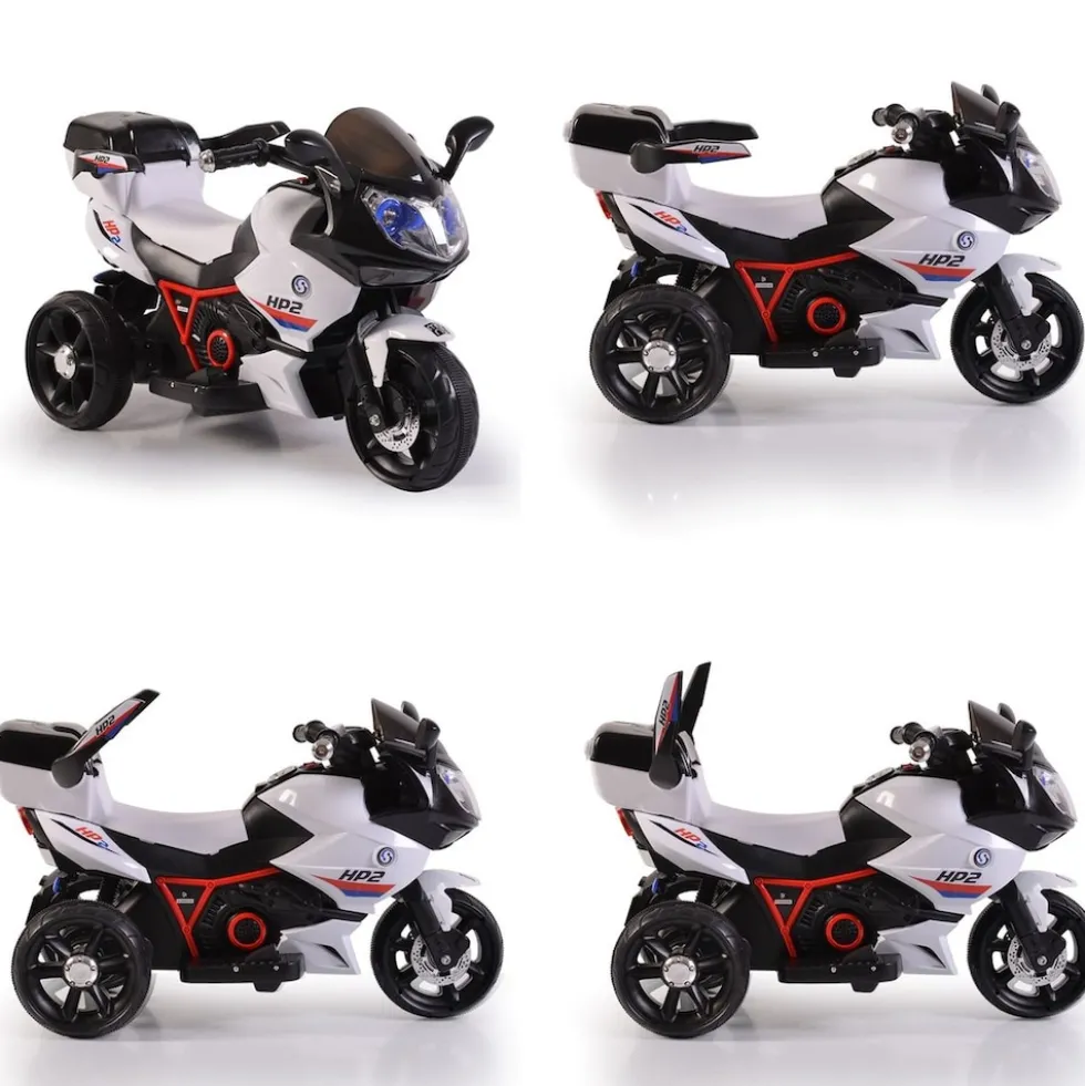Kinder Elektromotorrad HP2 FB-6187, mit Musikfunktion, Spielzeugkorb, ab 3 Jahre schwarz