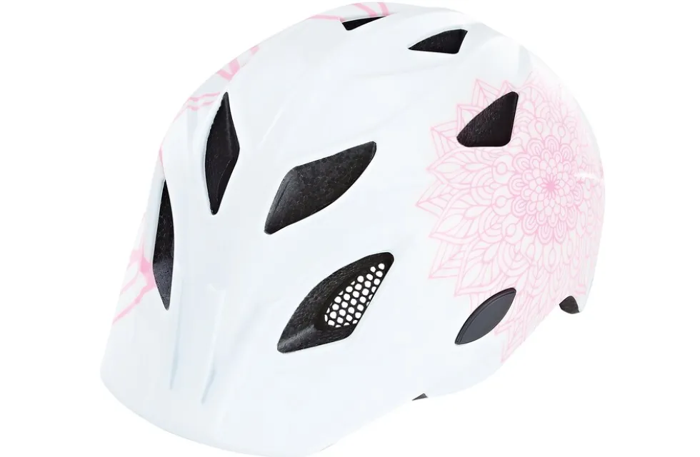 Kinder-Fahrradhelm, Inmold Technologie, mit LED-Licht und Reflektionsstreifen, Größe: 52-56 cm, Farbe: weiß