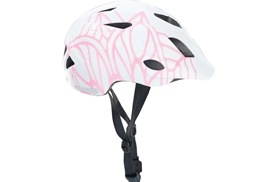 Kinder-Fahrradhelm, Inmold Technologie, mit LED-Licht und Reflektionsstreifen, Größe: 52-56 cm, Farbe: weiß