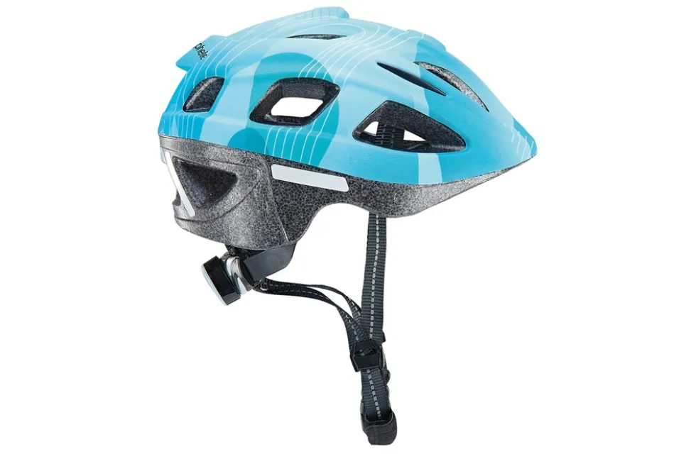 Kinder-Fahrradhelm, stoßfeste Hartschaum-Innenschale, LED-Licht, reflektierende Gurtbänder und 5 Reflektionsstreifen, Größe: 53-55 cm, Farbe: türkis
