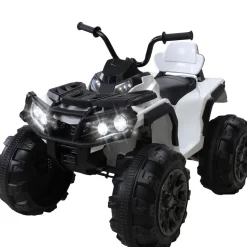 Kinderquad Bumper, Kinder-Elektroauto mit Fernbedienung, 70 Watt, Stoßdämpfer, Bremsautomatik, LED (Weiß)