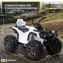 Kinderquad Bumper, Kinder-Elektroauto mit Fernbedienung, 70 Watt, Stoßdämpfer, Bremsautomatik, LED (Weiß)