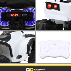 Kinderquad Bumper, Kinder-Elektroauto mit Fernbedienung, 70 Watt, Stoßdämpfer, Bremsautomatik, LED (Weiß)