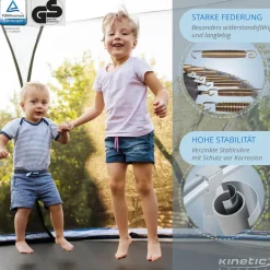 KINETIC SPORTS Trampolin Outdoor SALTO Ø 183/244/305/366/400/430/490 cm - Kindertrampolin Set mit Leiter, Netz, Randpolster, USA Sprungtuch - Gartentrampolin, bis zu 160kg | Blau Ø 183 cm Ø 183 cm, Blau