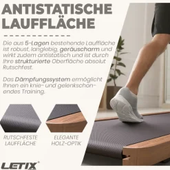 LETIX Elektrisches Laufband DeskWalk für zu Hause oder Büro, LCD-Display Motorisiertes Fitnessgerät, Schreibtisch Heimtrainer - Holz Optik - versch. Ausführungen